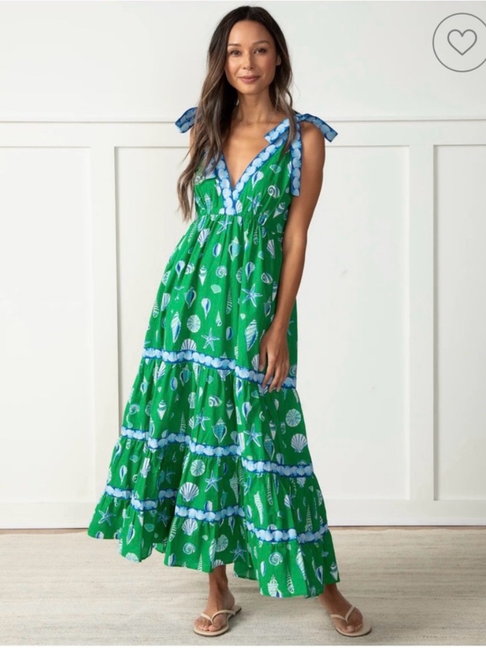 Printfresh maxi dress seashell tiered Green Blue dune dancer women’s size small - Picture 6 of 7